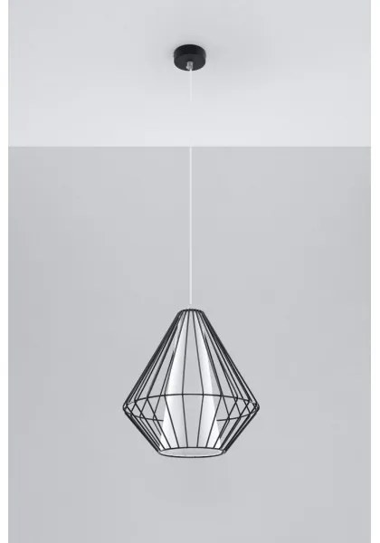 Csillár zsinóron DEMI 1xE27/60W/230V fekete/fehér