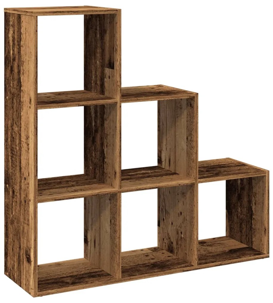 3 szintes antik fa színű fa elválasztó könyvespolc 99x29x99 cm