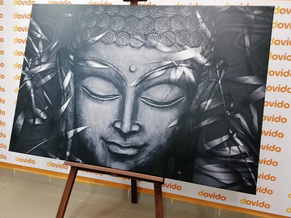 Kép mosolygó Buddha fekete fehérben