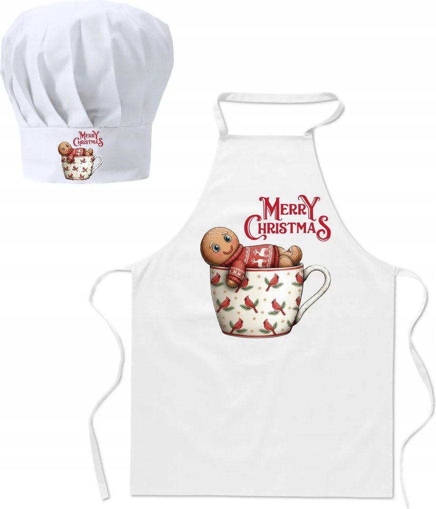 Konyhai kötény Szakács sapka Karácsonyi mézeskalács szett csészében