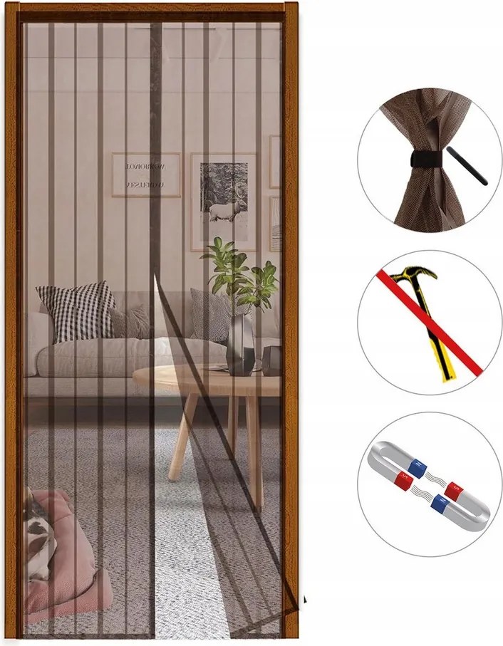 Szúnyogháló Ajtóra Mágneses Ajtóháló 70 X 210 CM Sekey