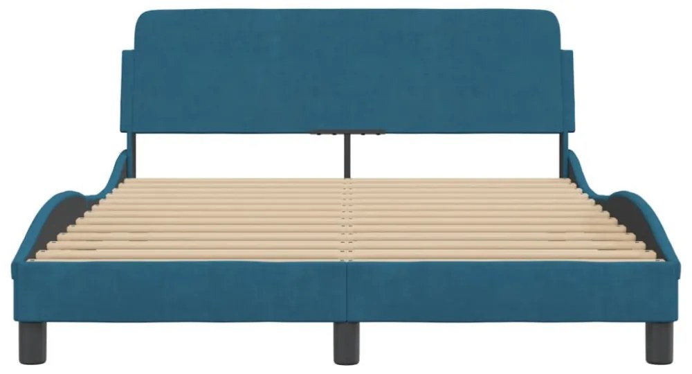kék bársony ágykeret fejtámlával Dover 140 x 190 cm
