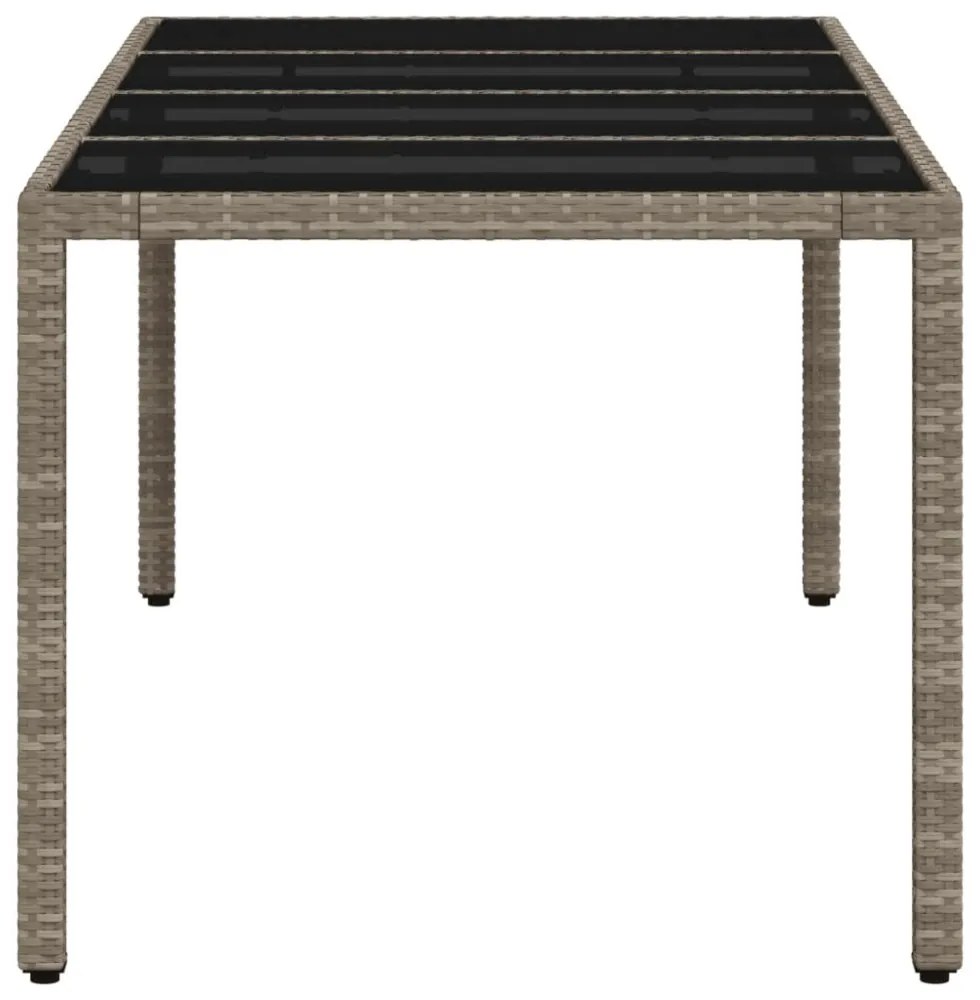 világosszürke polyrattan üveglapos kerti asztal 190x90x75 cm