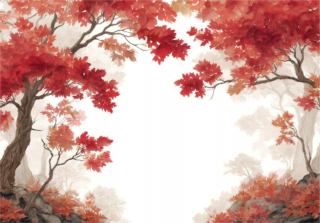 Fotótapéta Erdő Fák Akvarell Hálószoba Nappali Tapéta Flizelina 200x140