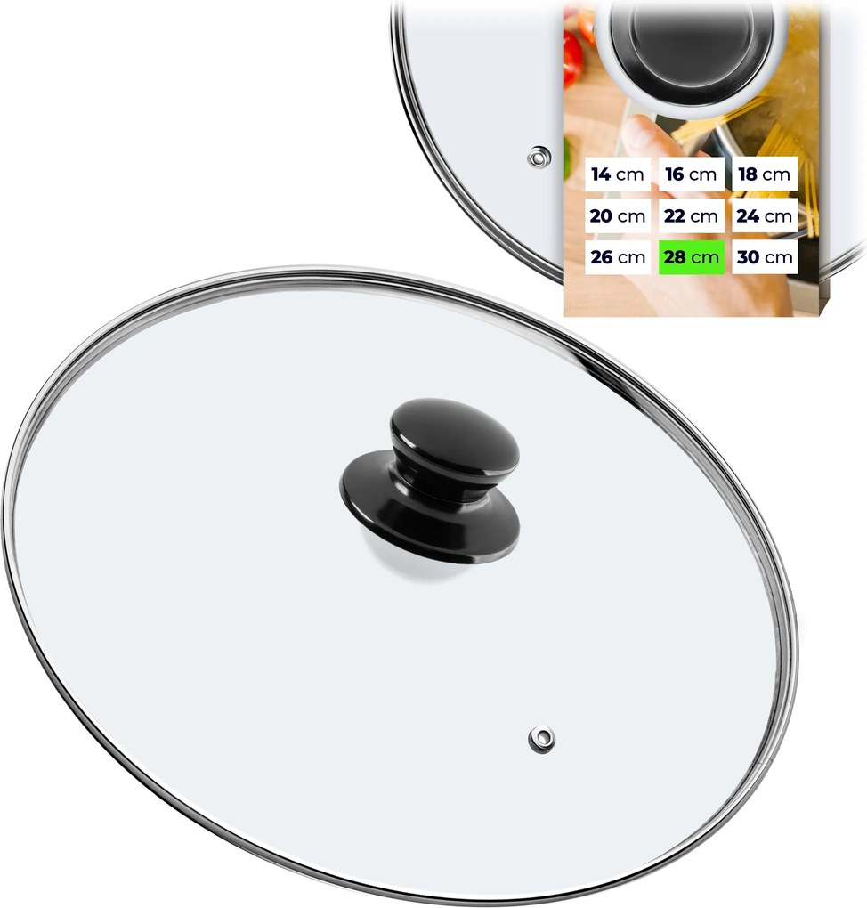 Üveg Fedő 28cm Serpenyő Fedő Edény