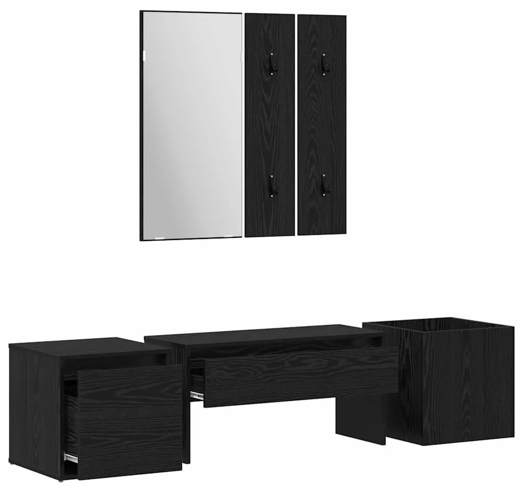 Előszoba bútorkészlet 4 pcs Musta tammi 80 x 31 x 40 cm Faanyag