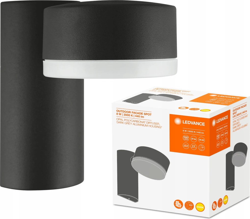 Homlokzati Led fali lámpa Kültéri kerti fali lámpa 8W 3000K Ledvance