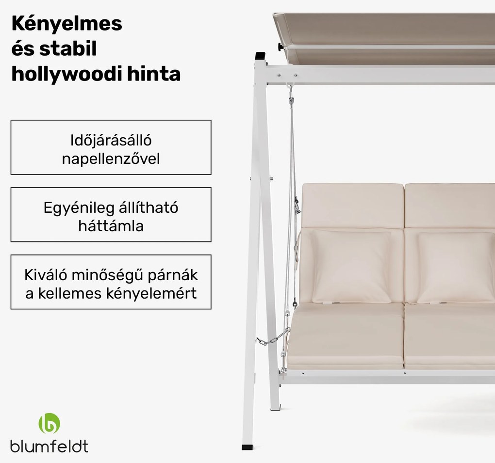 Blumfeldt FlexiSwing hollywoodi hinta 2 üléses Állítható háttámla + napellenző, időjárásálló