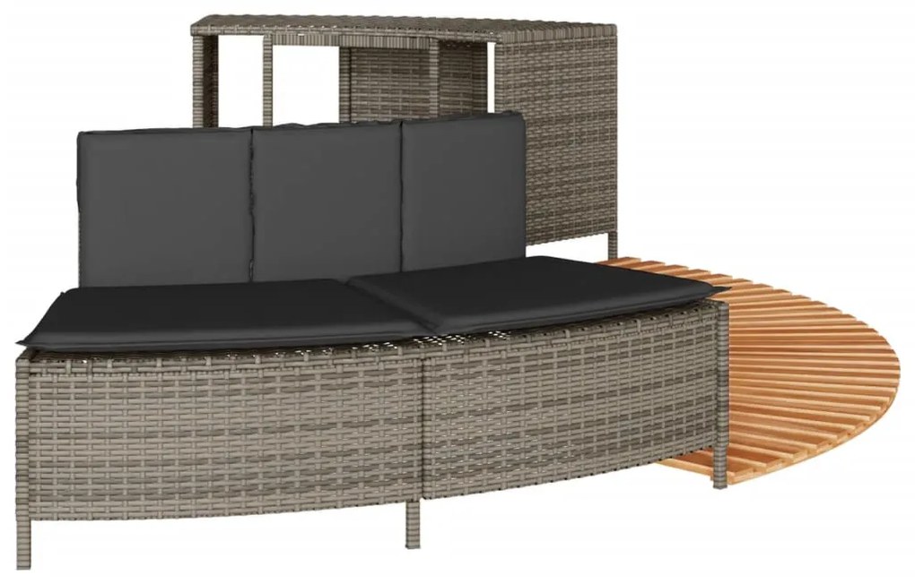 vidaXL szürke polyrattan és tömör akácfa jakuzzi-keret