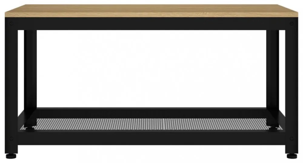 világosbarna és fekete MDF és vas dohányzóasztal 90x45x45 cm