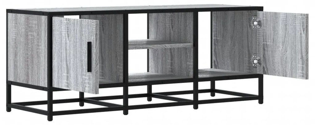szürke sonoma színű szerelt fa és fém TV-szekrény 100x35x41 cm