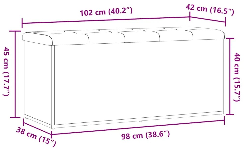 kézműves tölgy szerelt fa tárolópad 102x42x45 cm