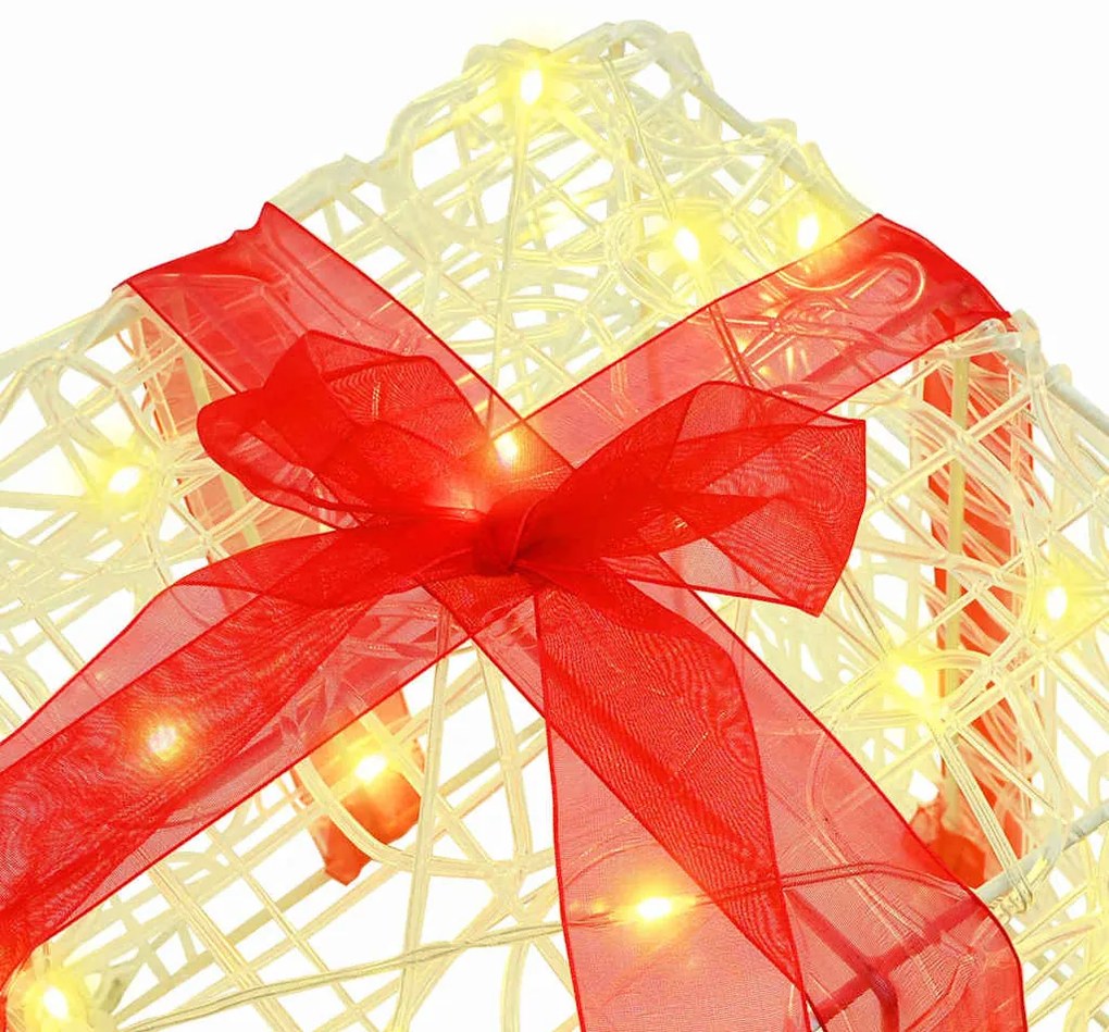 Ajándékdoboz 60 LED-del 3 pcs Meleg fehér 20 x 20 x 20 cm Akril