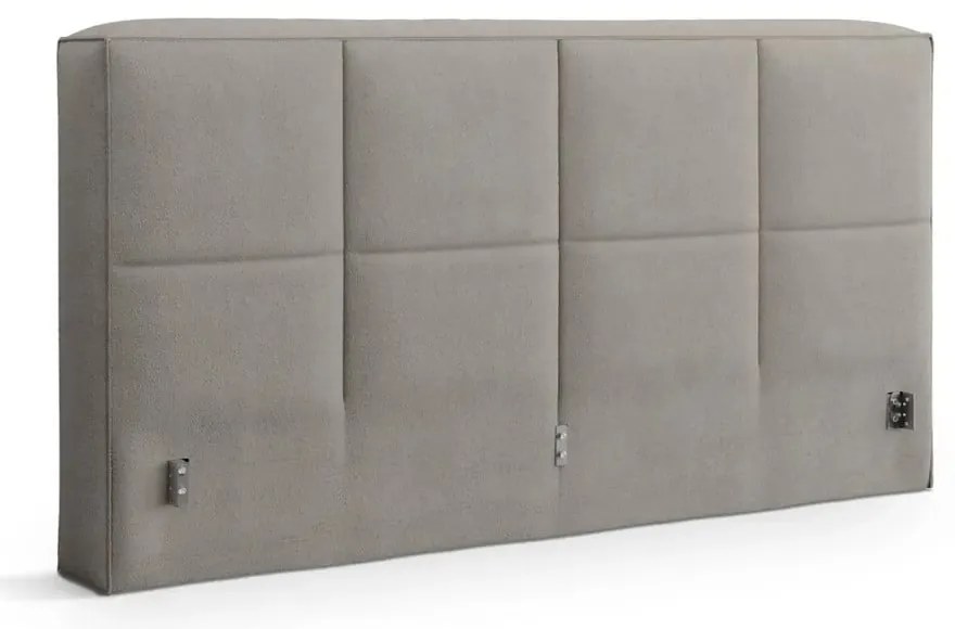 Világosszürke kárpitozott ágyneműtartós franciaágy ágyráccsal 200x200 cm Simon Darren – Micadoni