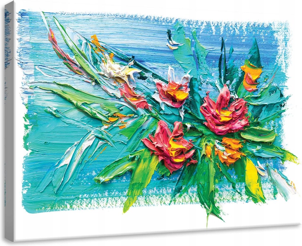 Vászonkép 70x50 Absztrakt virágok impasto textúra élénk színek vastag