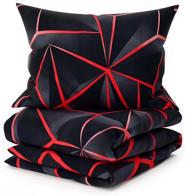 Pamut ágynemű PENELOPE PIROS fekete Ágyneműhuzat mérete: 70 x 90 cm | 140 x 200 cm