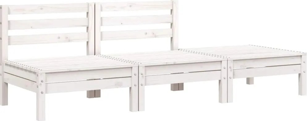 vidaXL fehér háromszemélyes tömör fenyőfa kerti kanapé