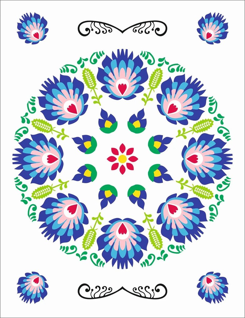 Népi pamut konyhai törlőkendő 01