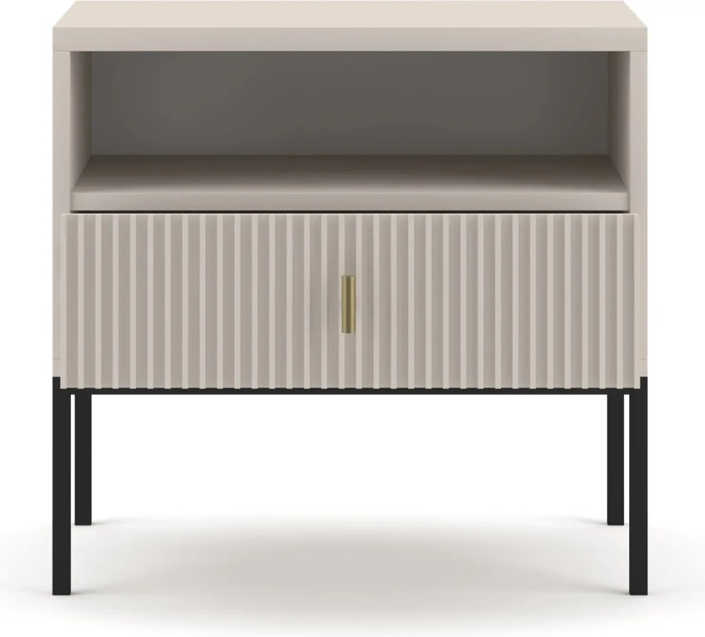 Éjjeliszekrény bordázott kivitelben, kasmír színben MARCOS