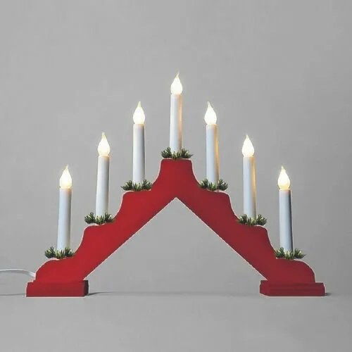 Adventi gyertyatartó húzott izzóval LED Filament, piros