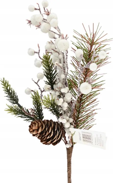 Ág tobozokkal és fehér Jucca golyókkal