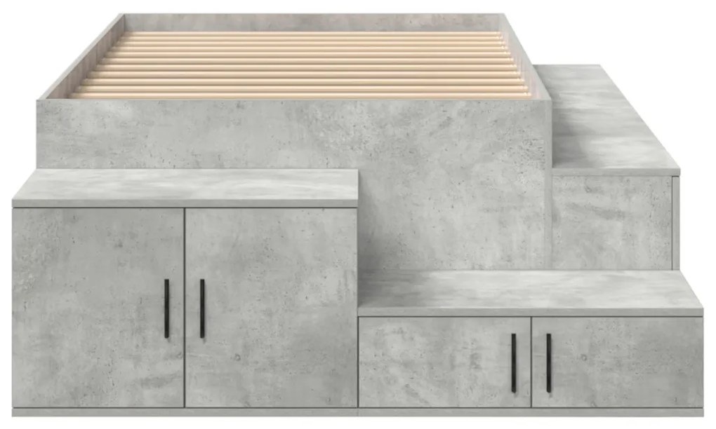 Ágykeret tárolóval Beton Szürke 234 x 103 x 53.5 cm Faanyag