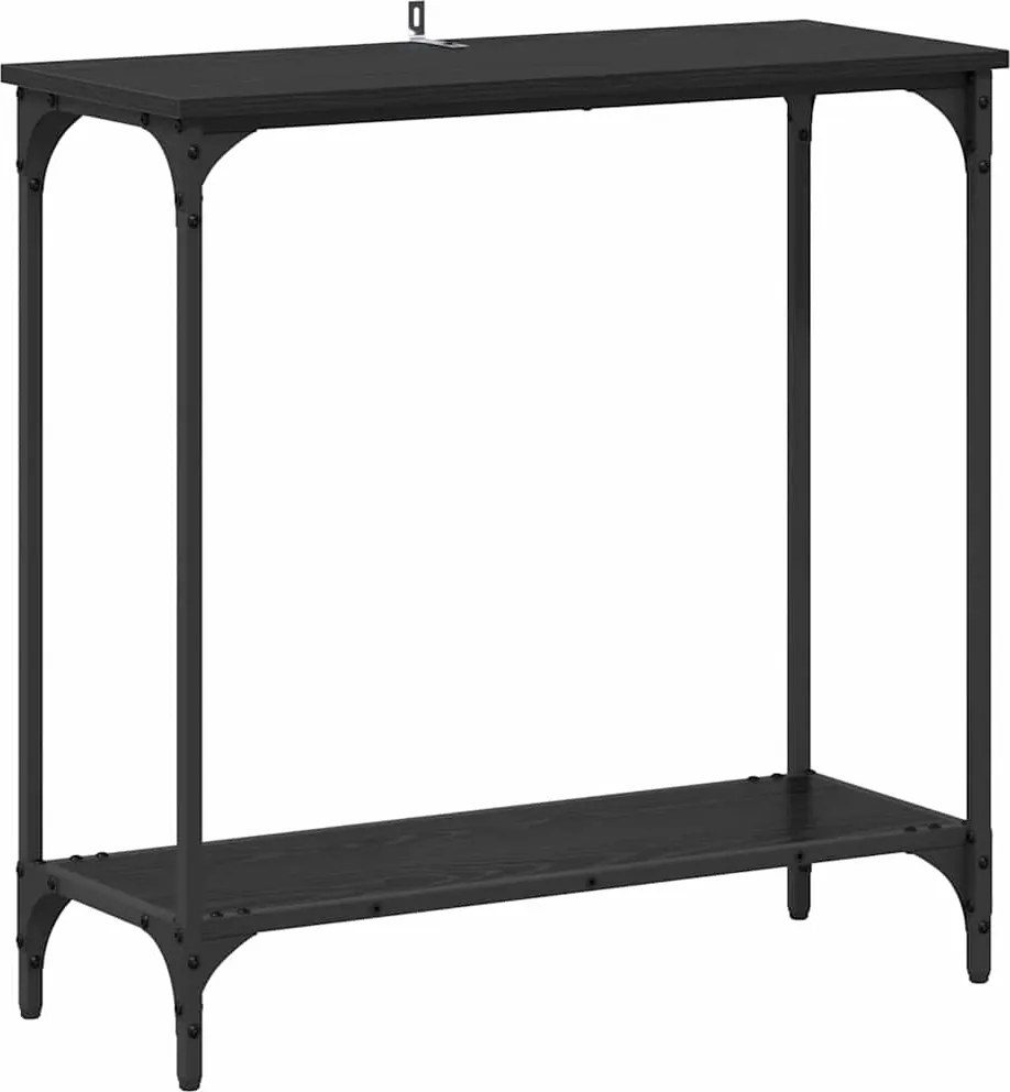 vidaXL Konzolasztal polcokkal Musta tammi 75 x 30.5 x 75 cm Faanyag