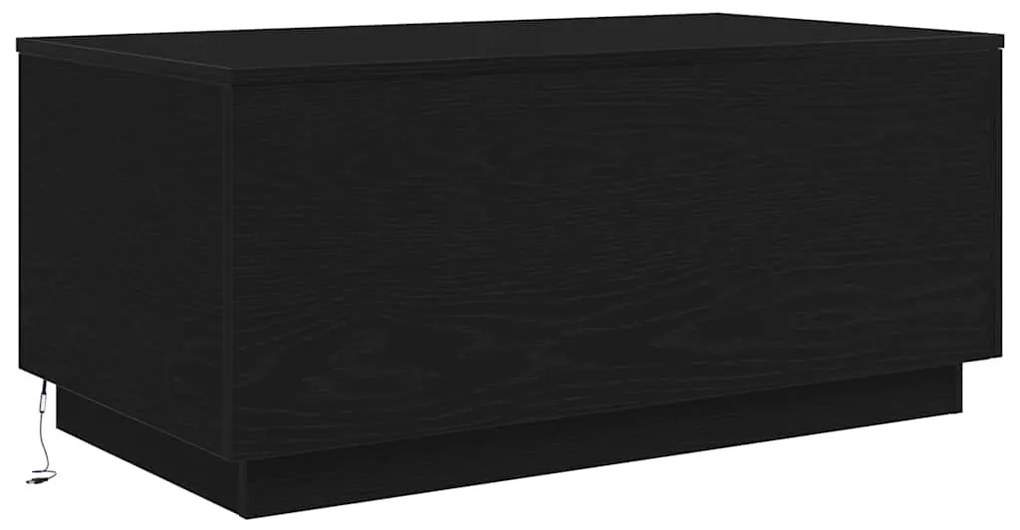 Fekete tölgy dohányzóasztal LED-lámpákkal 90x50x40 cm