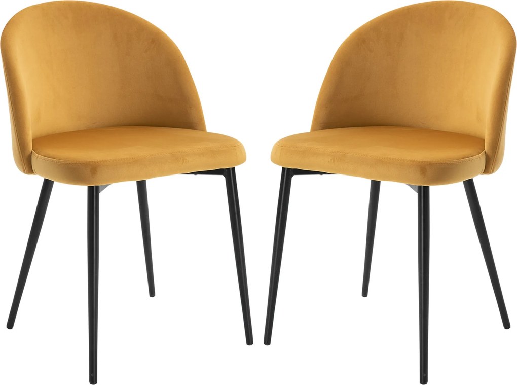 HOMCOM 2 db bársonyos étkezőszék pár párnázott háttámlával és fém lábakkal, 90 kg teherbírással, 49x50x77 cm, Teve | Aosom