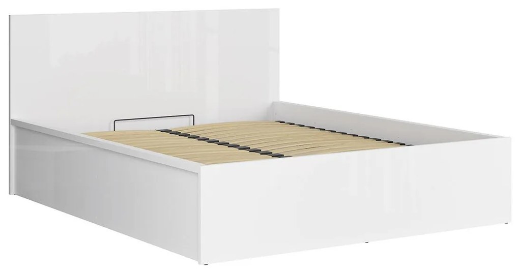 Franciaágy 160 cm Tetrix 11 (fényes fehér) (ágyráccsal) (tárolóhellyel). Akció -35%. 1098491