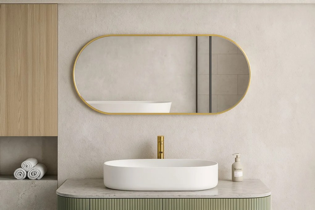 Erga Oval, ovális tükör 50x100cm, arany keret, ERG-V01-OVAL-5010-GD