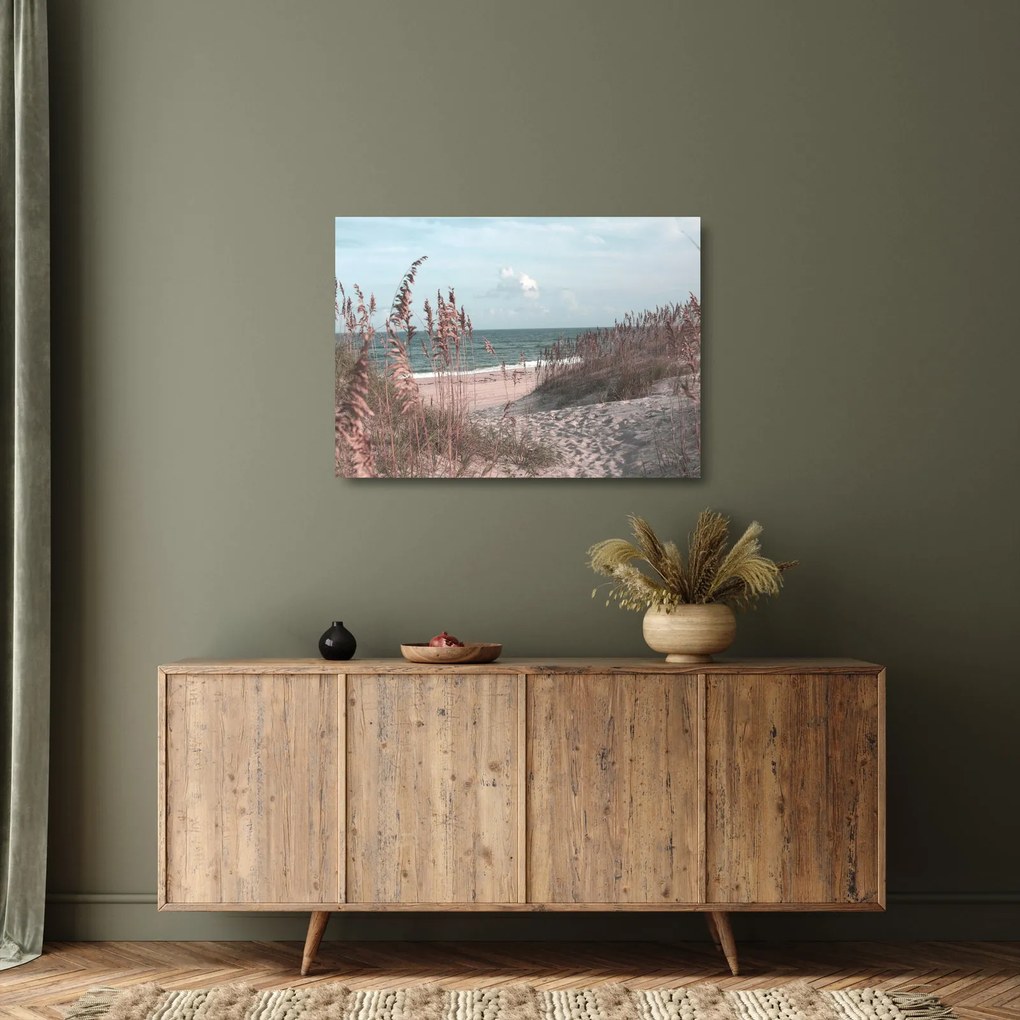 Üveg kép - Rózsaszín strand (70x50 cm)