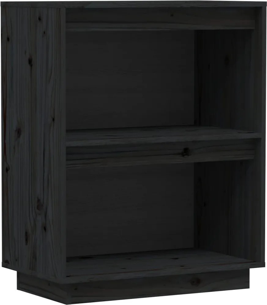 vidaXL fekete tömör fenyőfa tálalószekrény 60 x 34 x 75 cm