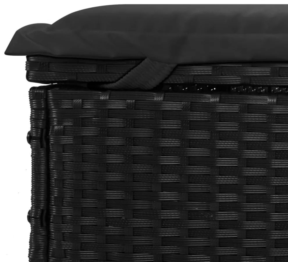 1 db fekete polyrattan napozóágy párnával 201 x 55 x 62 cm
