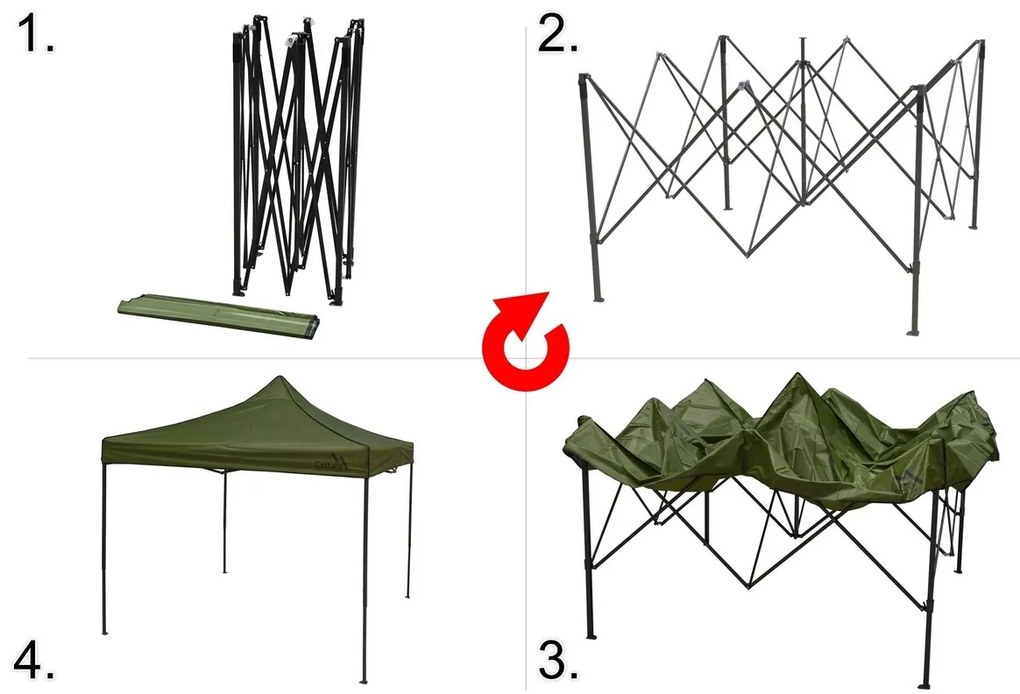 Cattara 13338 Kerti pavilon Waterproof zöld , 3 x 3 m