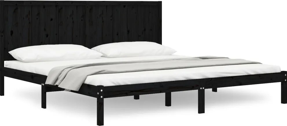 vidaXL fekete tömör fenyőfa ágykeret 200 x 200 cm