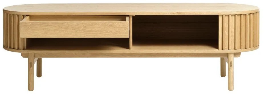 Natúr színű TV-állvány tölgyfa dekorral 160x48 cm Carno – Unique Furniture