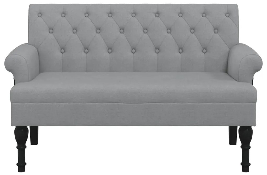 világosszürke szövet pad háttámlával 120 x 62 x 75,5 cm