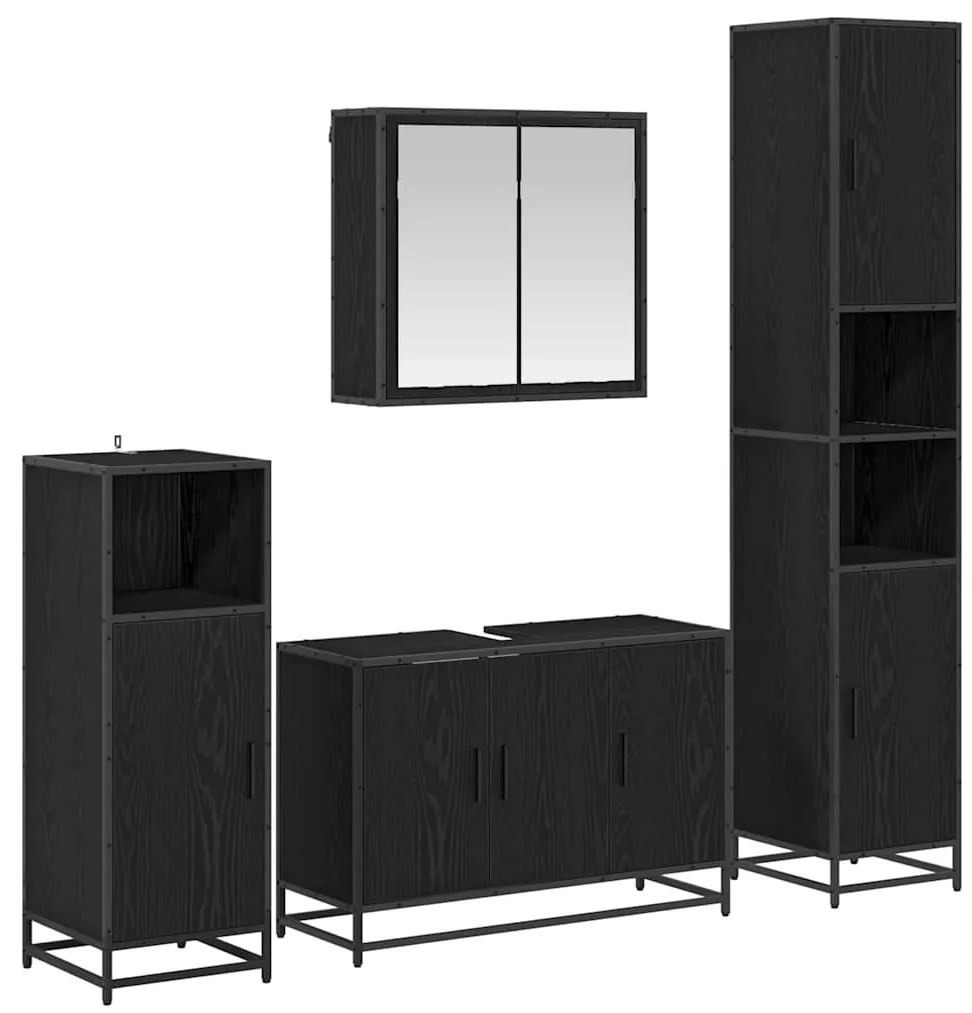 Fürdőszoba bútor szett 4 pcs Musta tammi 90 x 33 x 60 cm