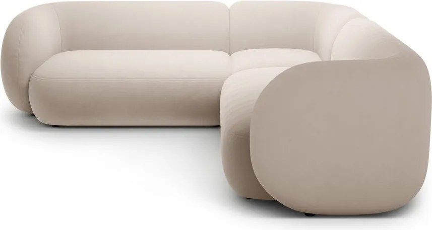 Bézs bársony sarokkanapé Kate – Micadoni