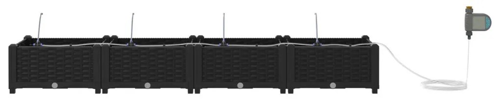 Kerti ültetők Fekete 160 x 40 x 22 cm Acél