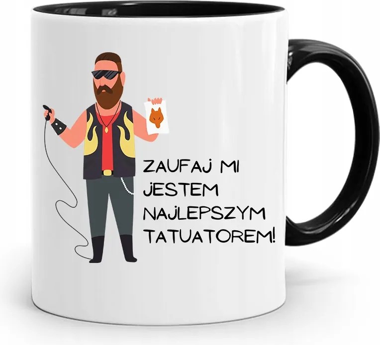 Tetováló Bögre Fekete, fényképes nyomtatással