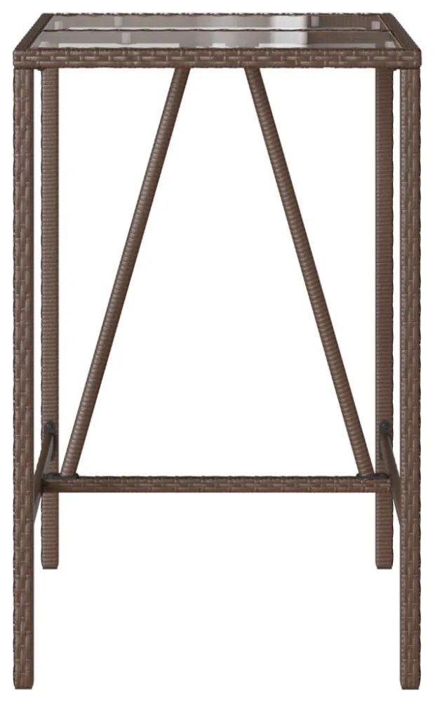 barna polyrattan kültéri bárasztal 70 x 70 x 110 cm