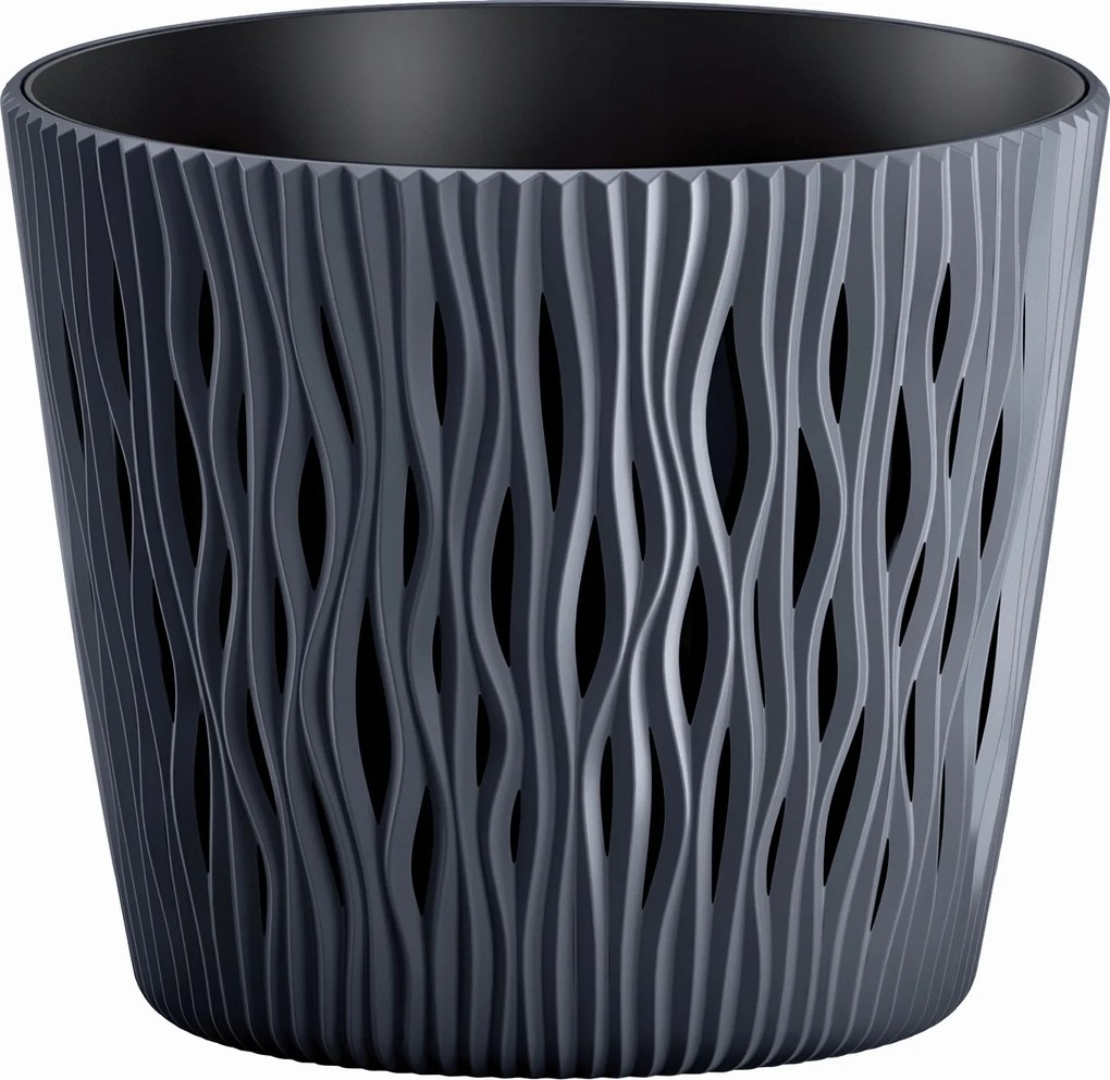 Virágtartó műanyag fekete, szürke Prosperplast 16 cm x 19 x 17 cm