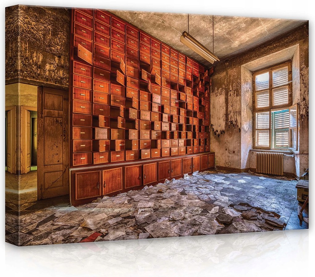 Vászonkép 70x50 Elhagyatottság Archívum Fiókok Régi épület Rom