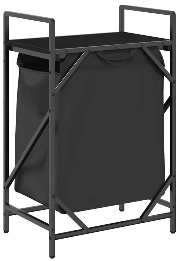 fekete tölgyfa mosodai kosár 1 rekeszes polccal