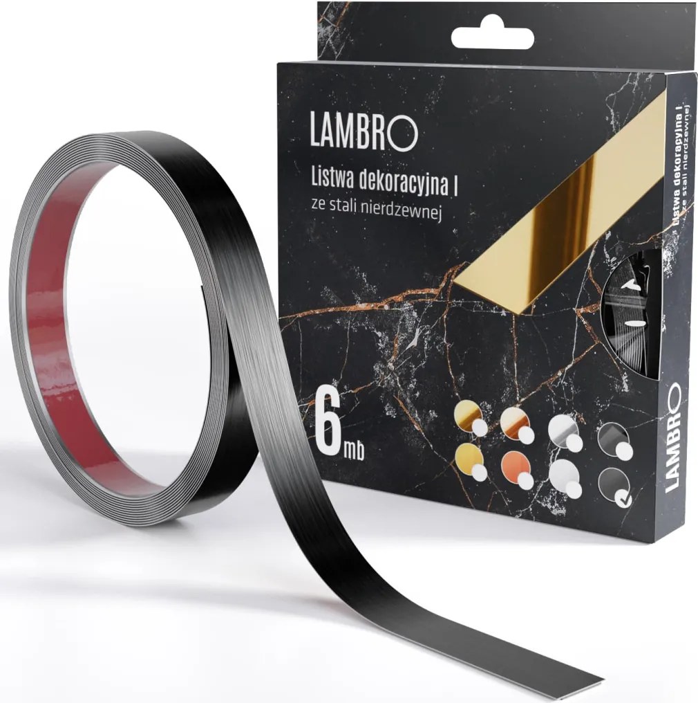 ambro öntapadós díszcsík fekete matt 10-20mm