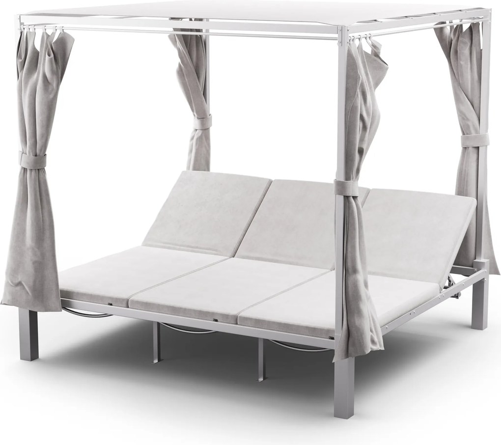 Blumfeldt Eremitage Triple hármas napozóágy, napvédelem, akár 3 fő számára, alumínium váz, időjárásálló