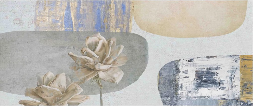 Kép - Festészet virágokkal és textúrákkal (120x50 cm)