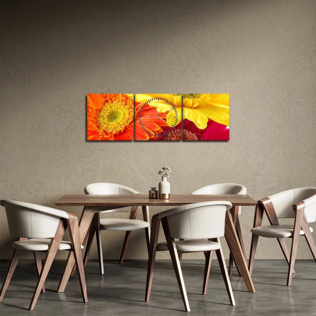 Kép - Virágok Gerbery (órával) (90x30 cm)